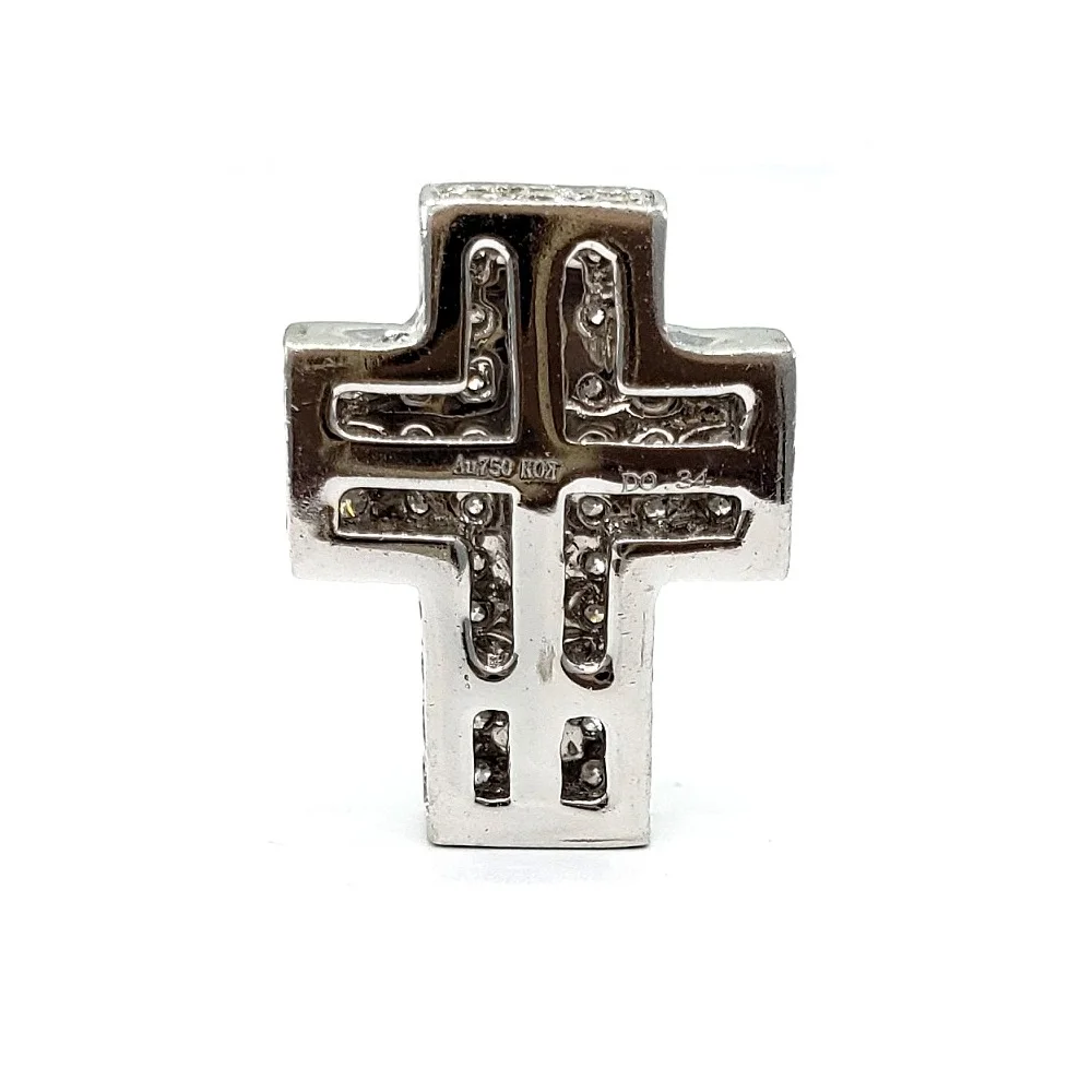 Hot Sales Classic Factory Price 18k White Gold High Quality Natural Round Diamond Jewellery Catholic Cross Pendants for Children