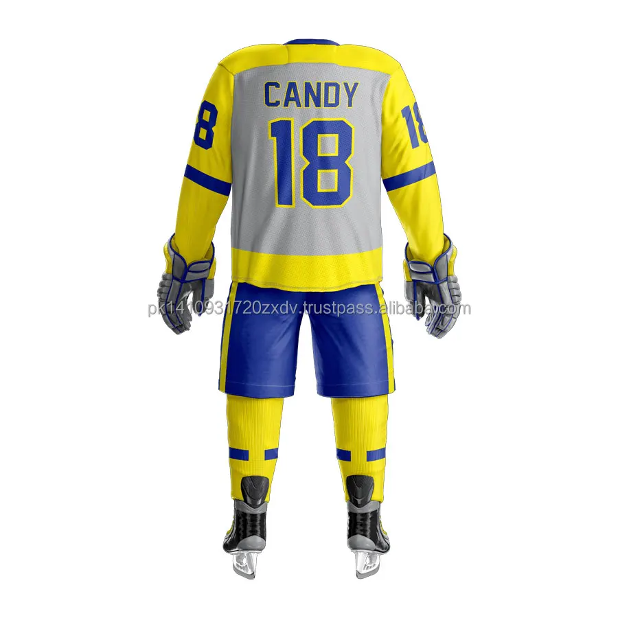 2021 Custom Ice Hockey Uniform Sublimation Team Name Logo High Quality Men Long Ice Hockey Uniform  Dry fit hockey jersey