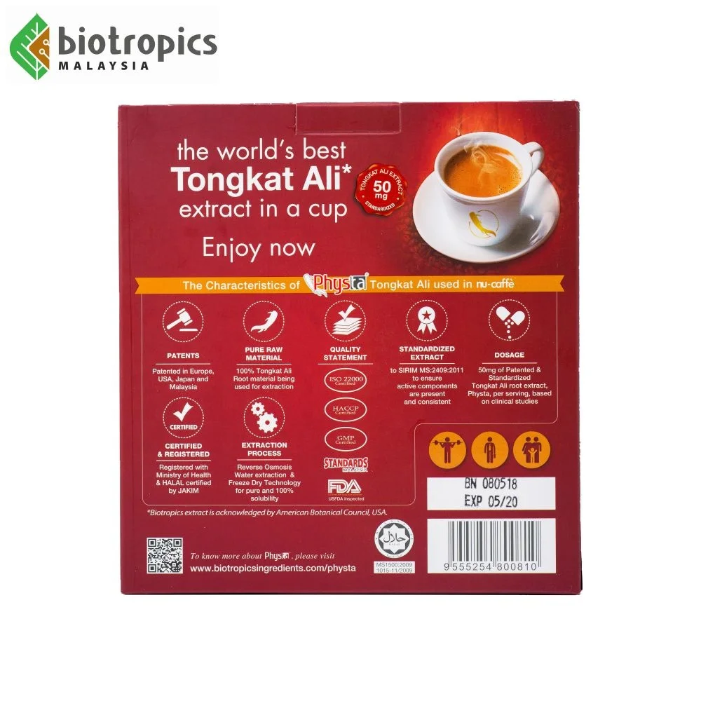 Новинка, кофейный порошок Tongkat Ali Kopi Nu-Caffe, предварительно упакованный, 15 пакетиков в коробке, для легкого использования из малайзии