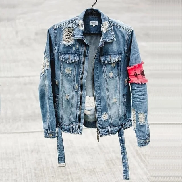 Best Denim Jacket Men Stylish Winter Washed Light Blue Wholesale Jeans Jackets Fashion Street wear Unique Hip Hop Denim Jacket