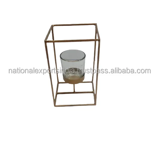 Популярный уникальный элегантный золотой подсвечник из стекла с металлической подставкой