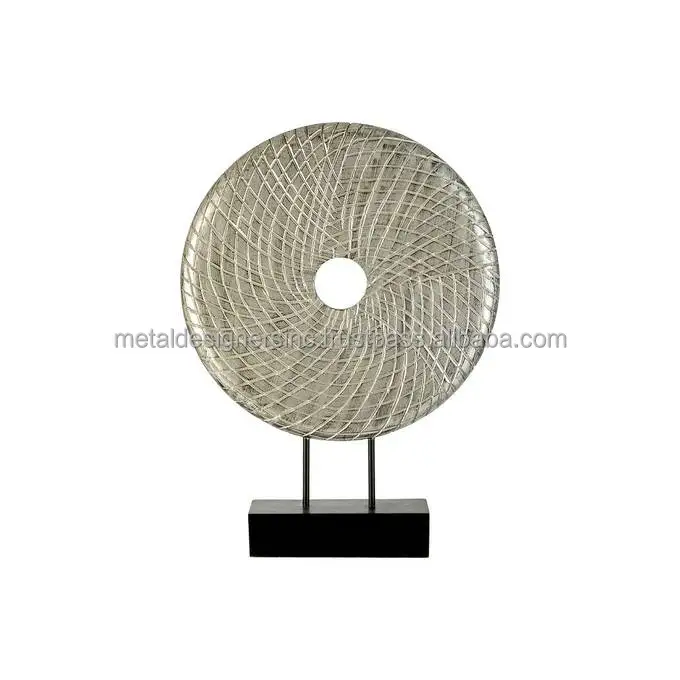 Round Silver Antique Sculpture Showpiece marble base Sculpture Home Office Desk Living Room Table Decor Decorative Gift Item