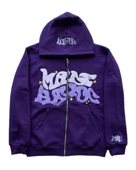 2023 Custom Logo French Terry embroidery Plain Cropped Cotton Breathable full Zip Up Hoodie For Men