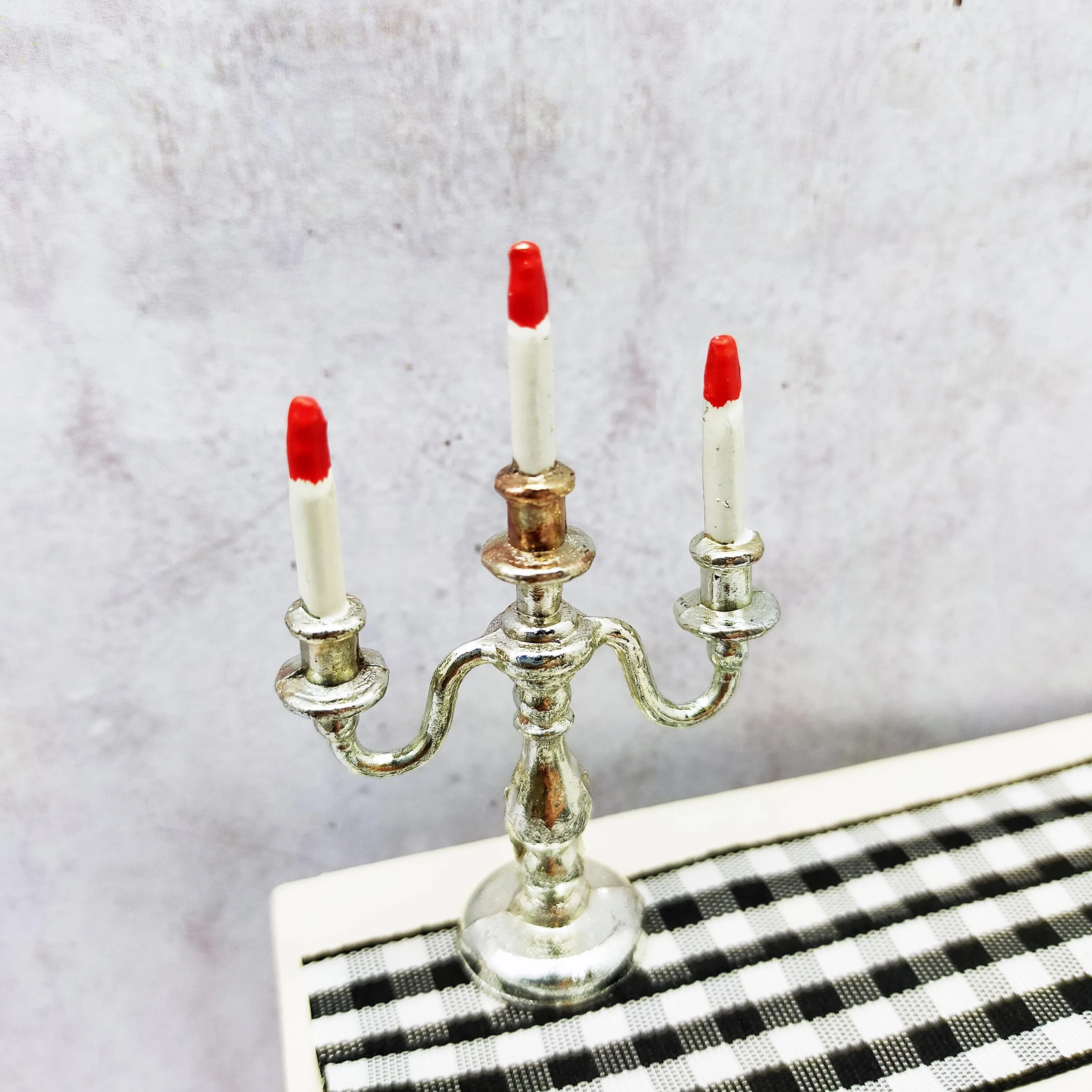 Miniature Dollhouse 1:12 Halloween Candle Holder Wooden Box with Pumpkin Glass Bottle