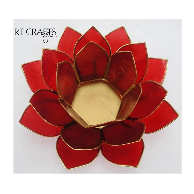 Capiz Shells Tea Light & Candle Holder Home Decoration Lotus Flower Style for Weddings Parties Meditation Table Spiritual Gift