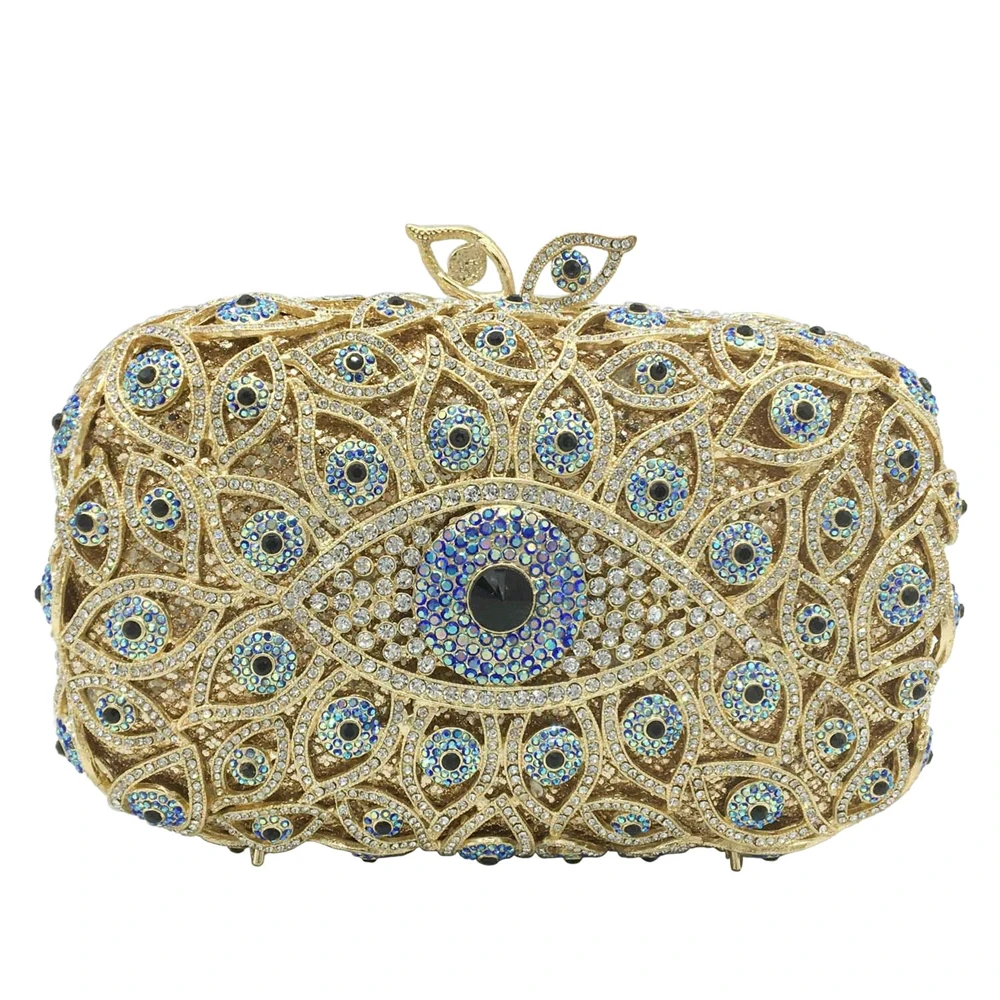 Роскошные Дизайнерские вечерние сумки с бриллиантами клатч банкетная сумка Женская Высококачественная синяя сумка-клатч изображением сглаза