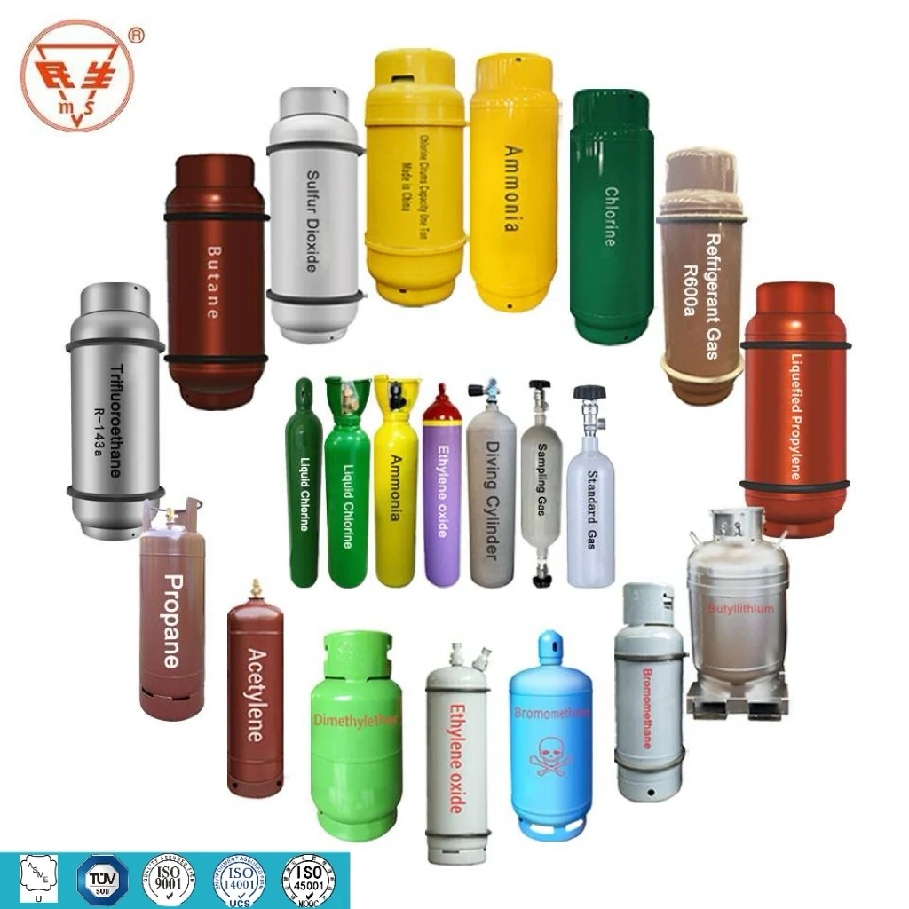 China Factory 100L Industrial Liquid Empty Sulfur Dioxide Gas Cylinder for Sale