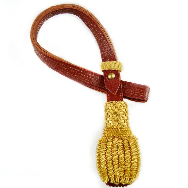Custom Leather Sword Knot Ceremonial Officer Custom Logo Tactical Products Golden Sword Knot