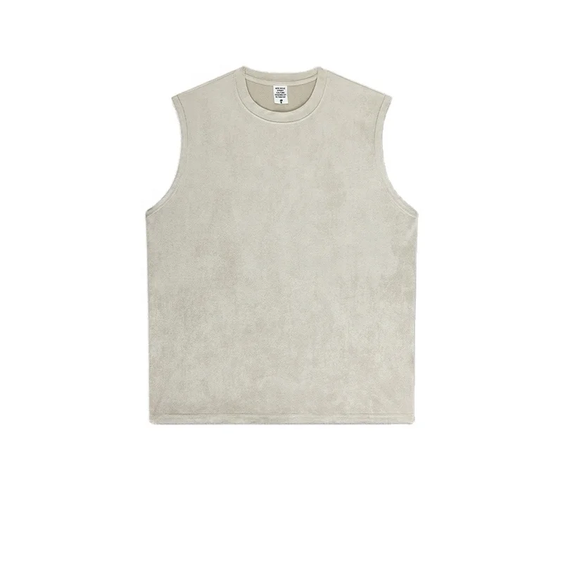 Custom High Streetwear Sleeveless Tee distressed sleeveless t shirt Vintage  acid wash sleeveless t shirt thick collar t shirt