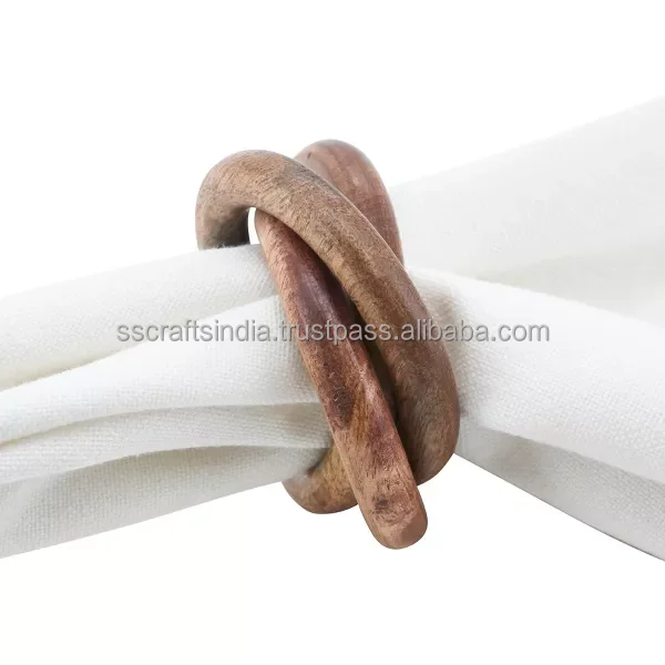 Indian Wooden Napkin Ring Simple High Quality Selling High 2024 Handmade Wooden Napkin Ring Factory Direct By SS CRAFTS INDIA