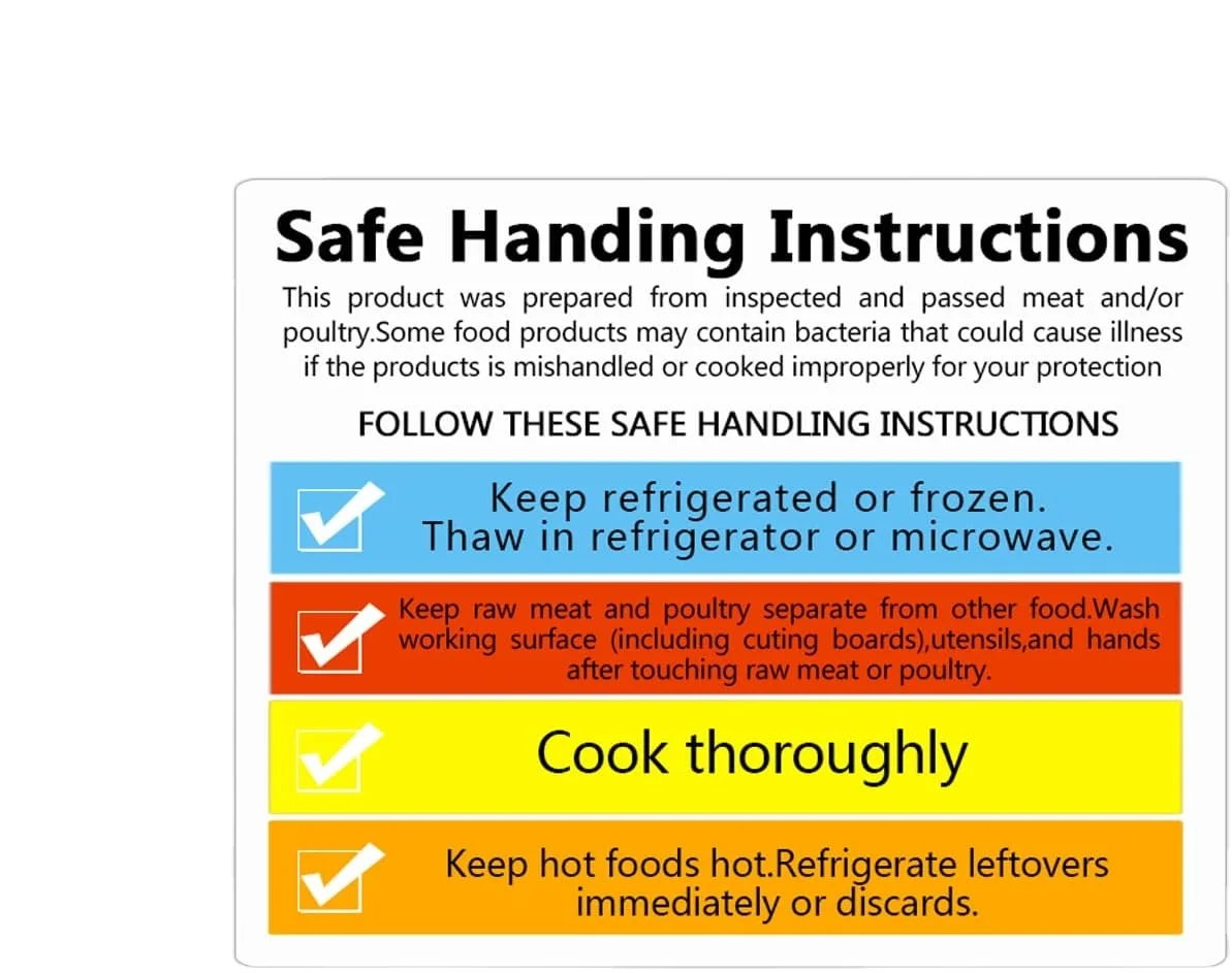 High Quality Food Safe Handing Instruction Stickers For Food Package Labels For Supermarket Grocery Stores