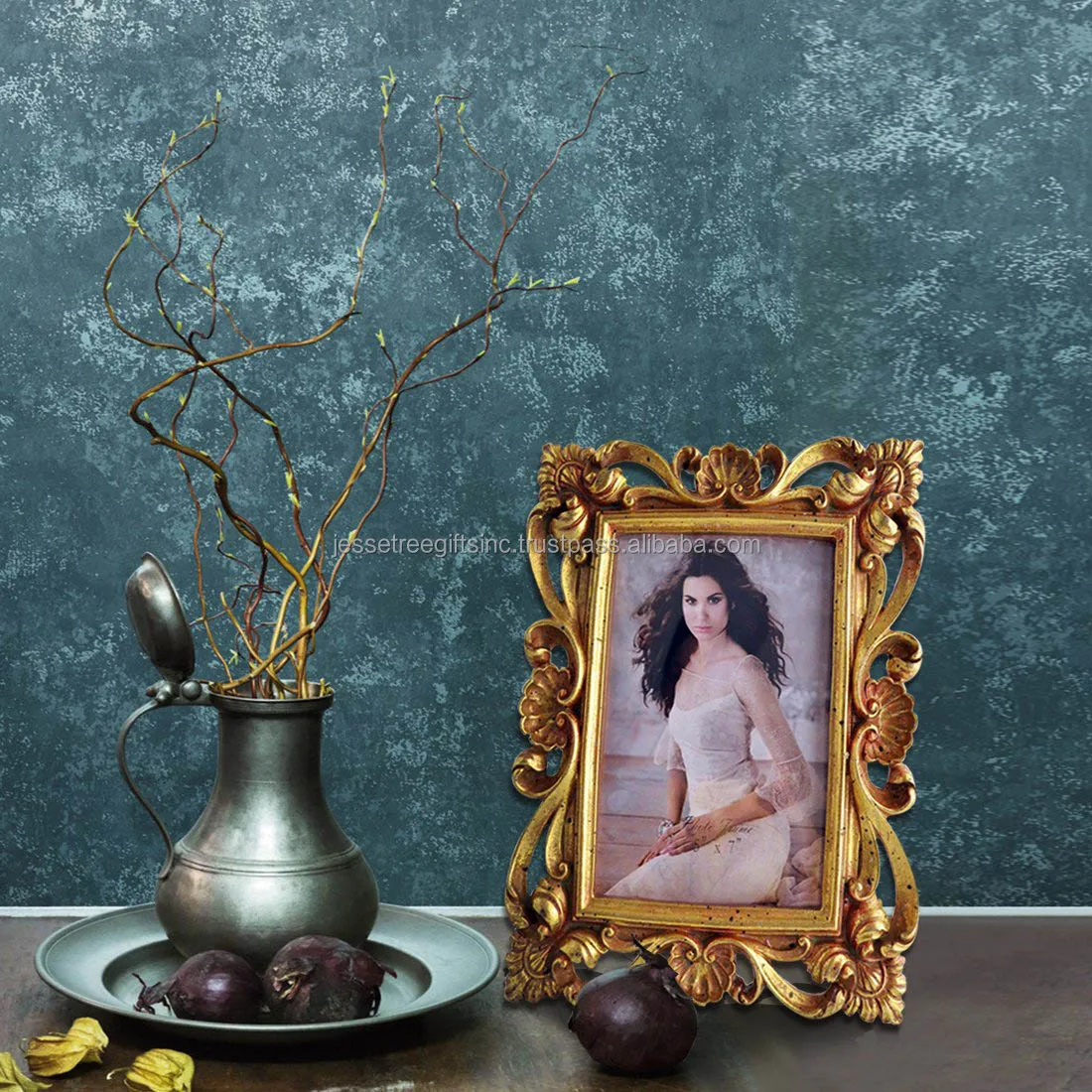 Металлическая и стеклянная настольная фоторамка с золотым порошковым покрытием рельефная дизайнерская рамка высокого качества для украшения дома