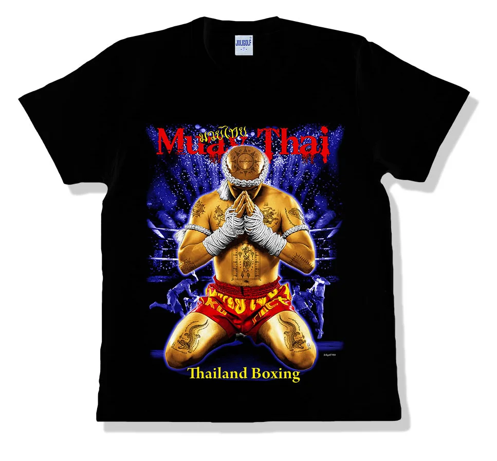 L Size 100% Cotton Premium Quality Kick Boxing Muay Thai T-Shirt Breathable Casual Style Original Graphic Design Silk Print OEM