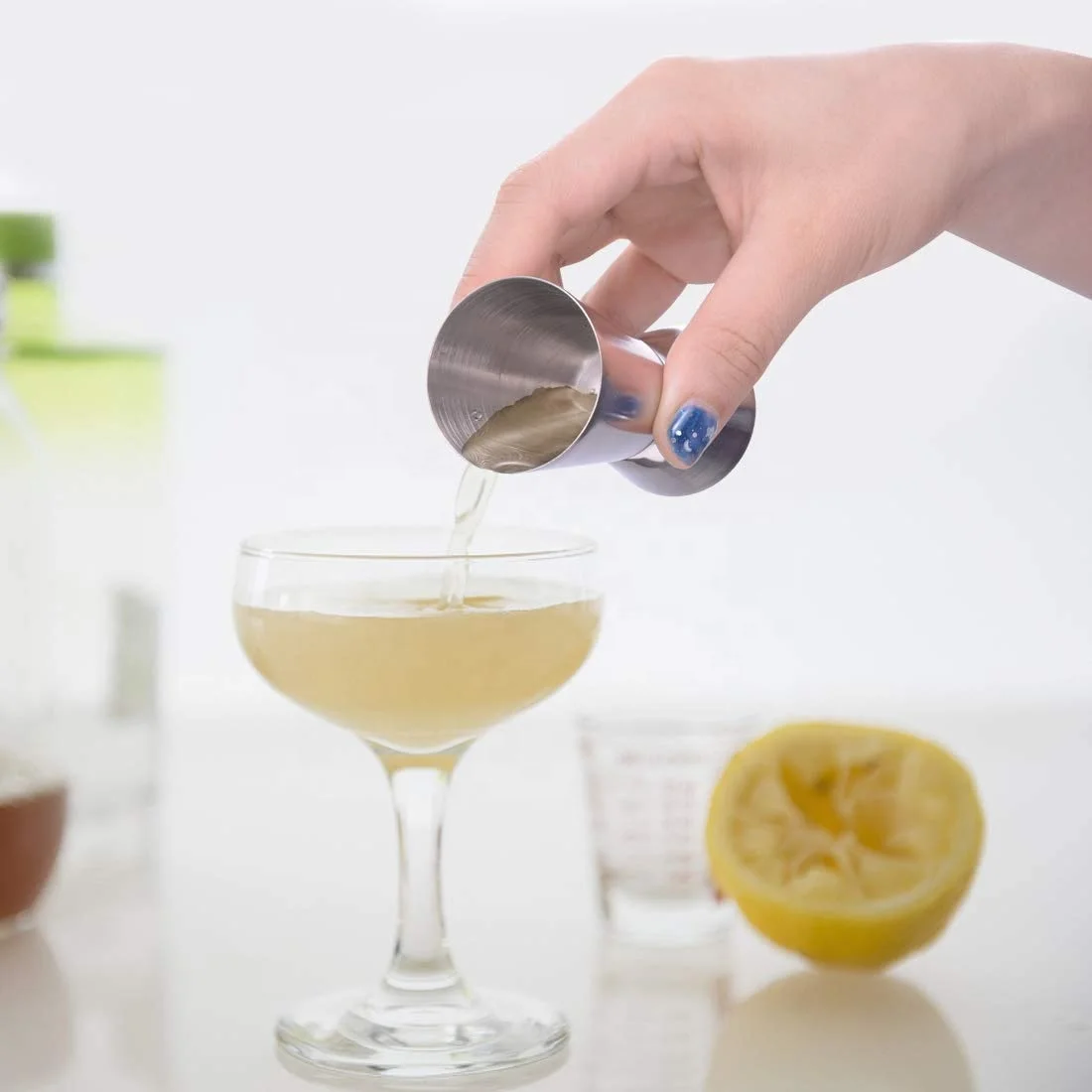 set of 3pcs Stainless Steel Cocktail Strainer Bar  Tool  with  Peg  Measuring  and  Twisted  Mixing  Spoon