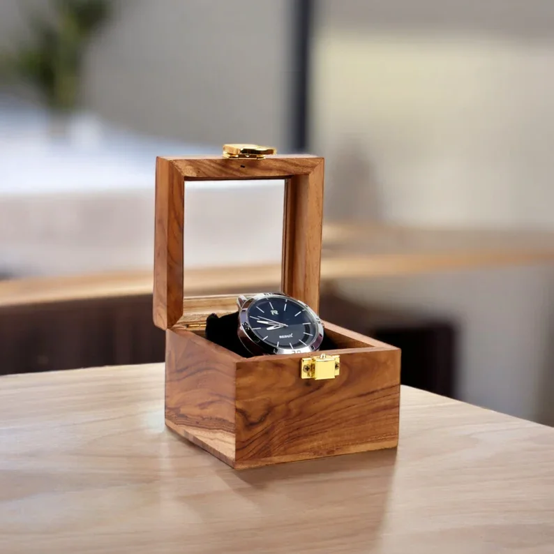 Деревянная коробка для часов ручной работы элегантного отображения и хранения