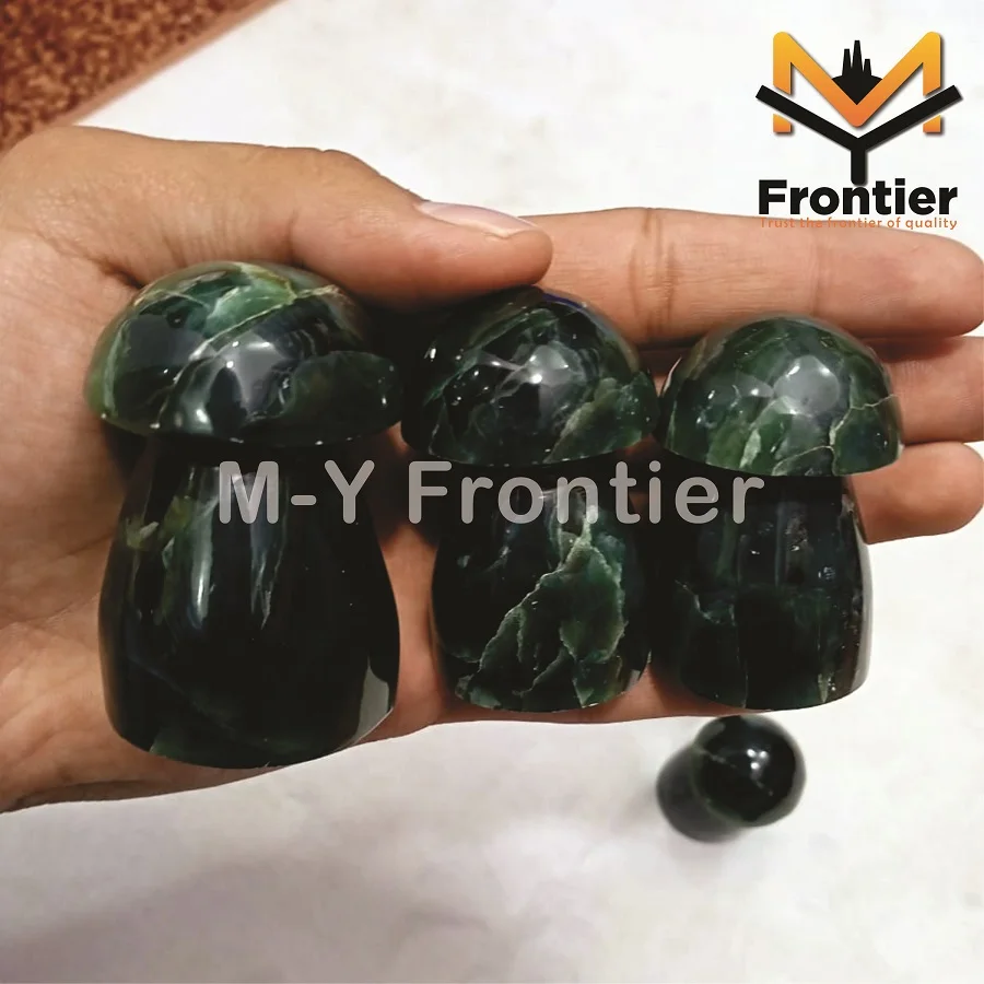 High Quality Natural Jade Handmade Mushroom Showpiece Polished OEM Gemstone Healing Crystal Craft from Pakistan.