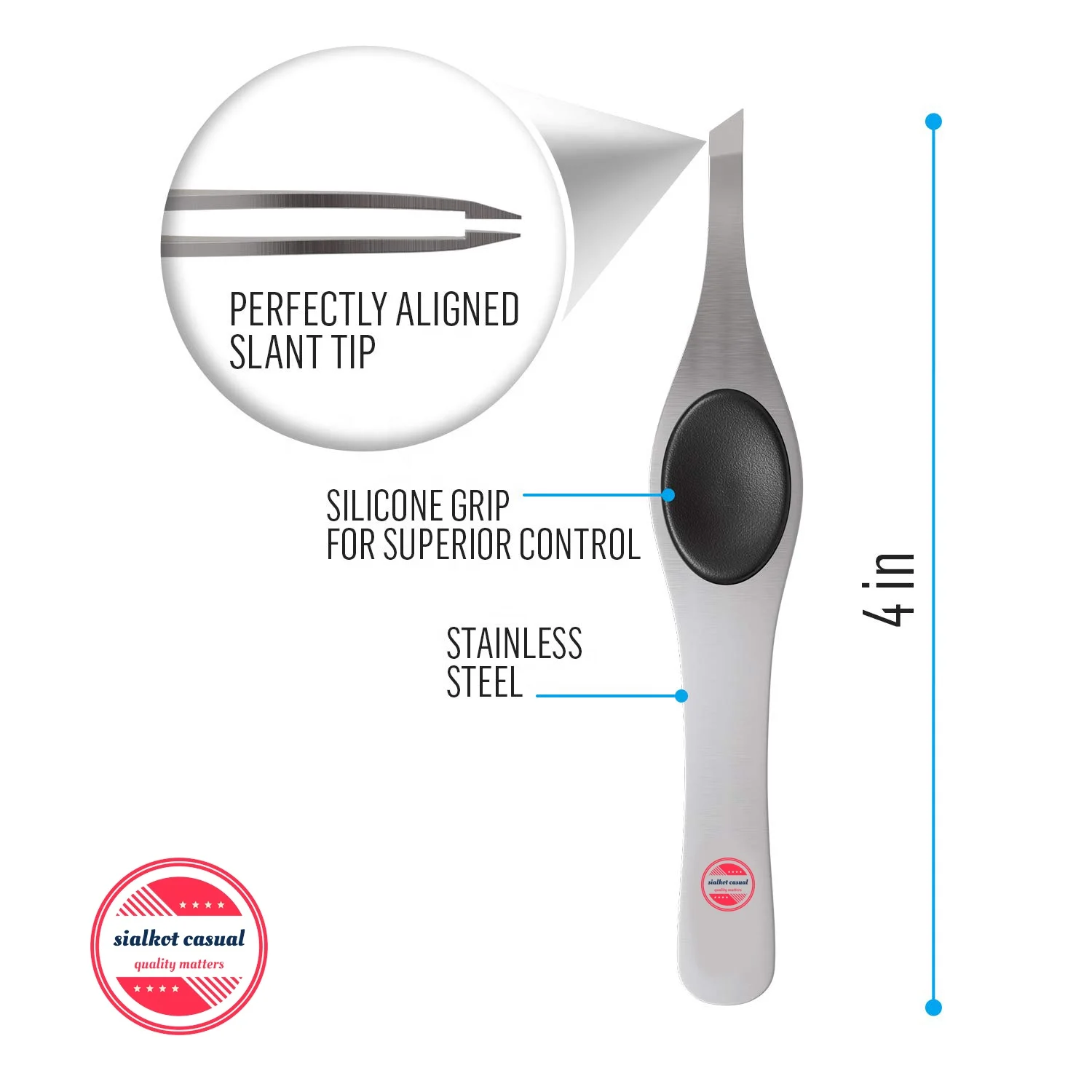 2 Piece Set Black Hair Tweezers Point+Slant Ingrown Hair Removal - Blackhead and Splinter Tweezer with Sharp  Needle Nose Point