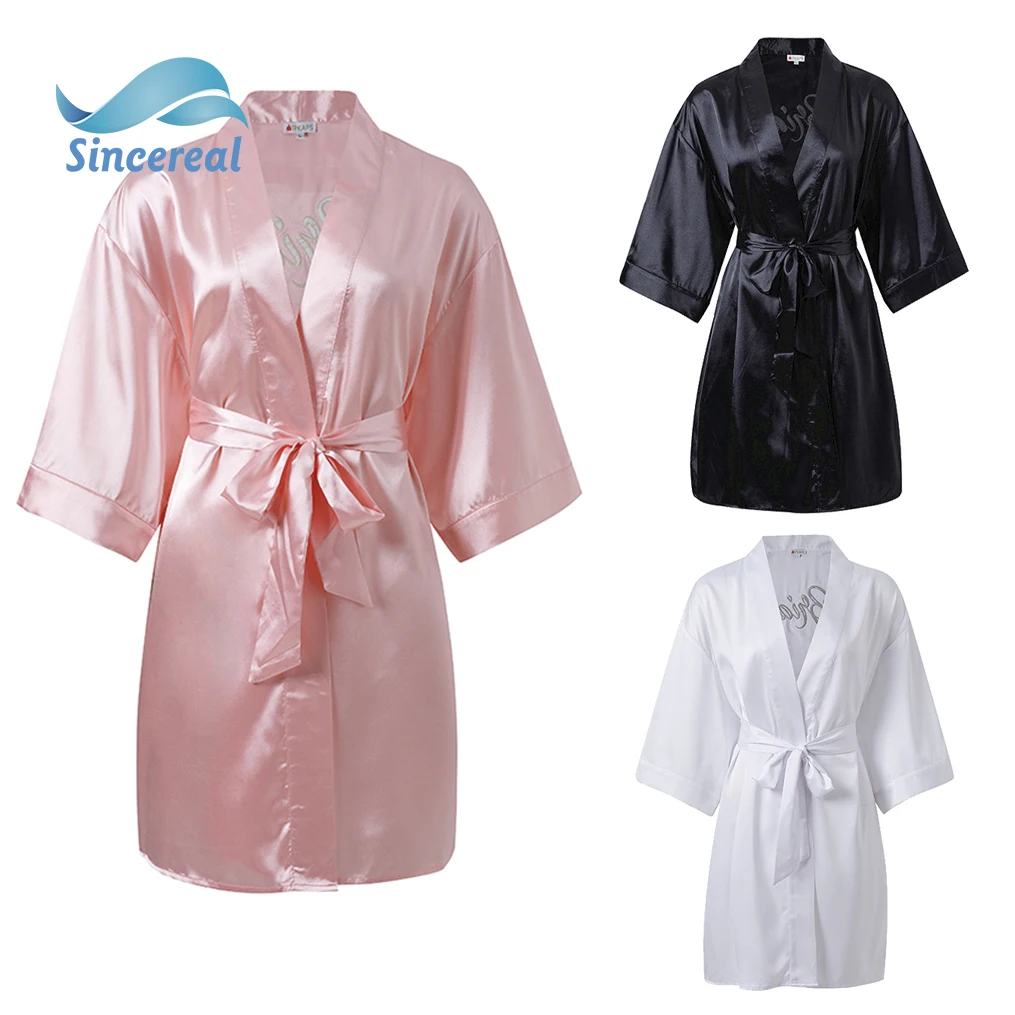 Personalized Satin silk Bride party Robe women custom wedding date bride kimono Peignoir bridesmaid bridal robes