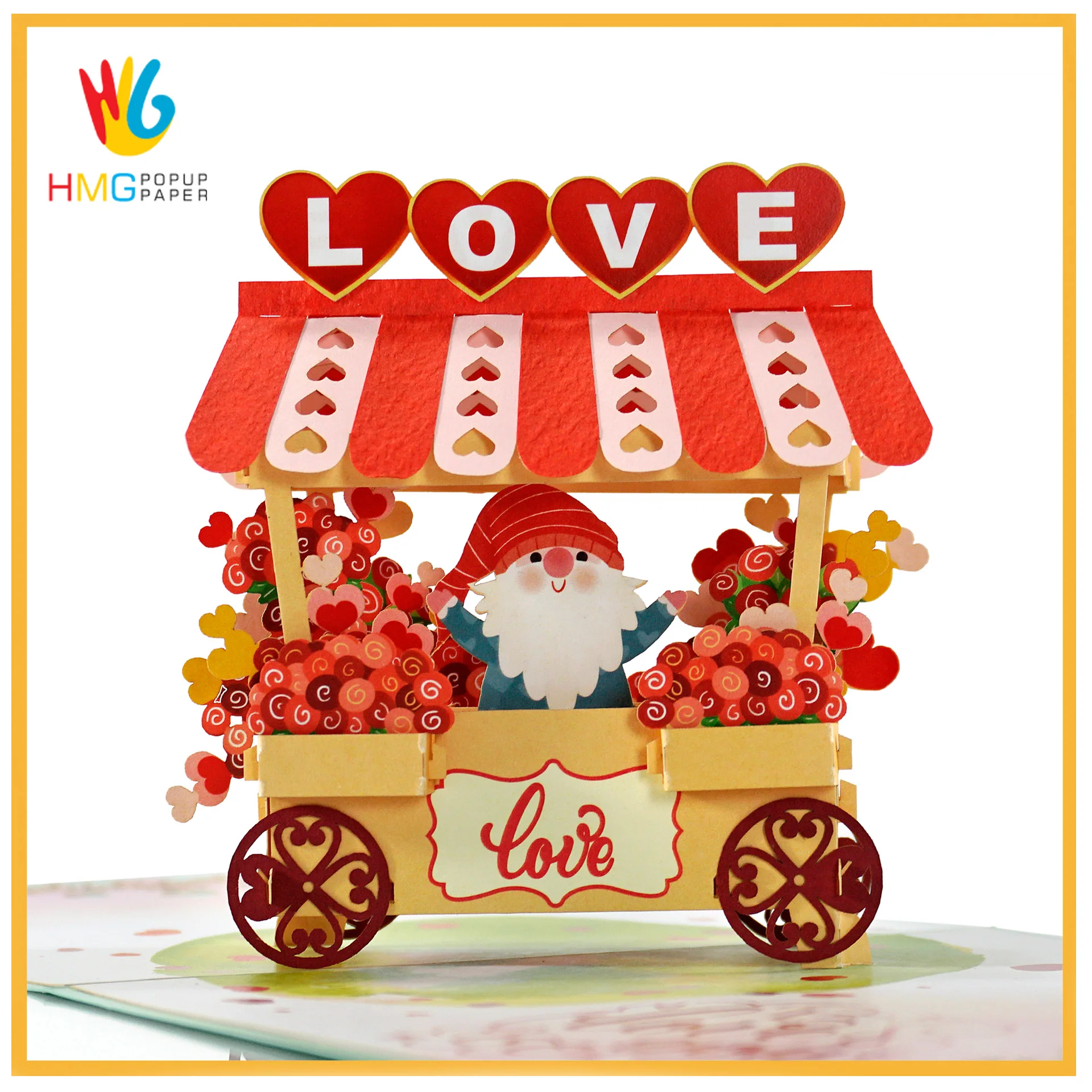 Best Selling For Anniversary Bride Wedding Custom Valentine 3D Pop Up Greeting Cards Custom Design and manufacturing