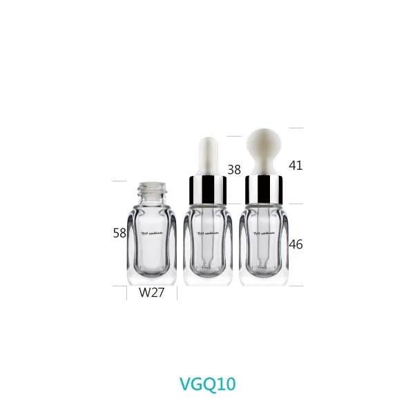 (VGQ) 10ml 20ml 40ml Square Glass Bottle with Dropper