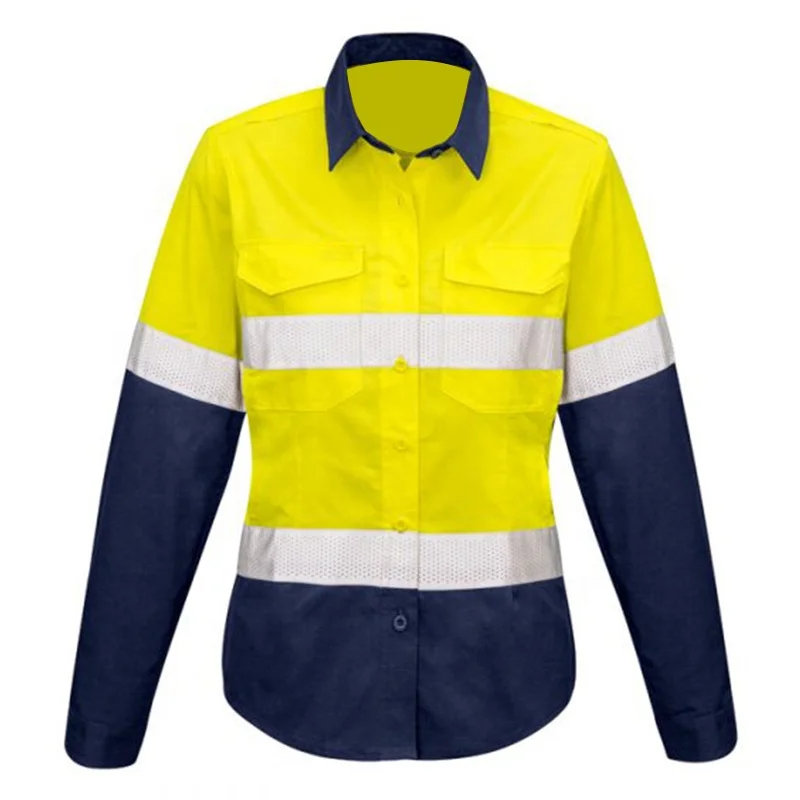 Australian Standard Women Spliced Shirt Rugged Cooling Taped Hi Vis Workwear