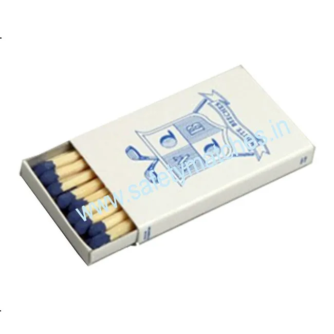 High Quality Promotional Matches from India Customised 30-Stick Pack with 55 X 48 X 10 MM Size and White Wax Match Heads