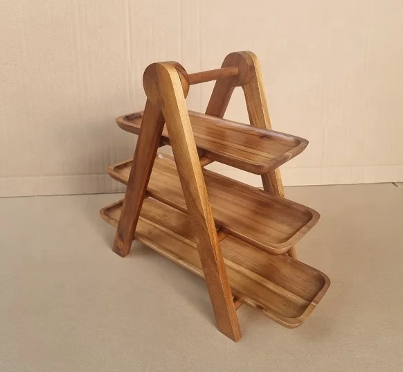 Best selling new Arrival wooden chocolate  tray for Ramadan and EID  made in Vietnam - 3 Tiered Tray, Rustic Cake Stand wi
