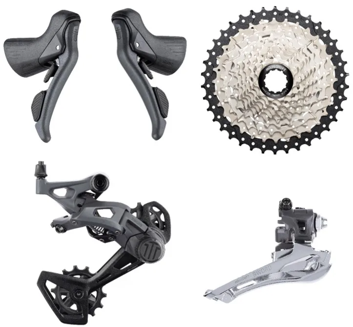 microSHIFT Sword gravel groupset, 2x10 speed, 38T Alloy cassette, dropbar shifter