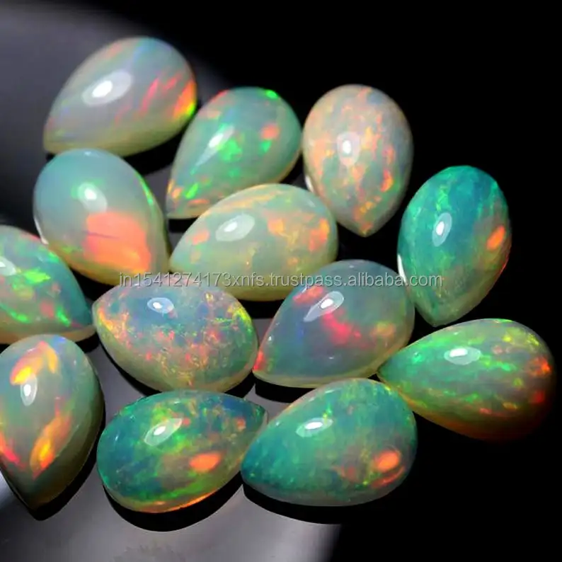 Wholesale 4x6mm AAAA Grade Natural Welo Opal Biggest Cabochon Size Ethiopian Opal with Multi Fire Play Jewelry Making Pear Shape