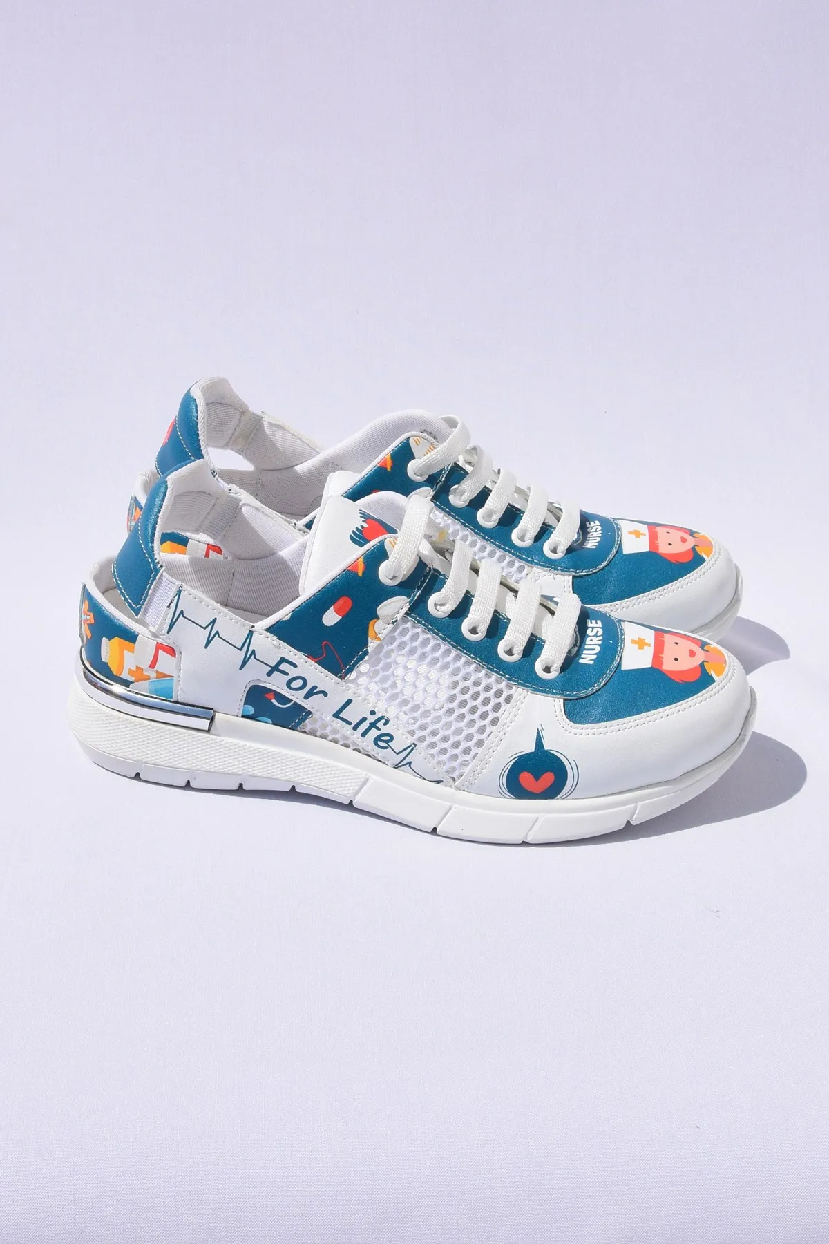 Sneakers High Quality Shoes Blue Nurse Patterned Mesh Orthopedic Sport Sandals Sports Doctor Sneaker Shoes for Medical Use Mesh