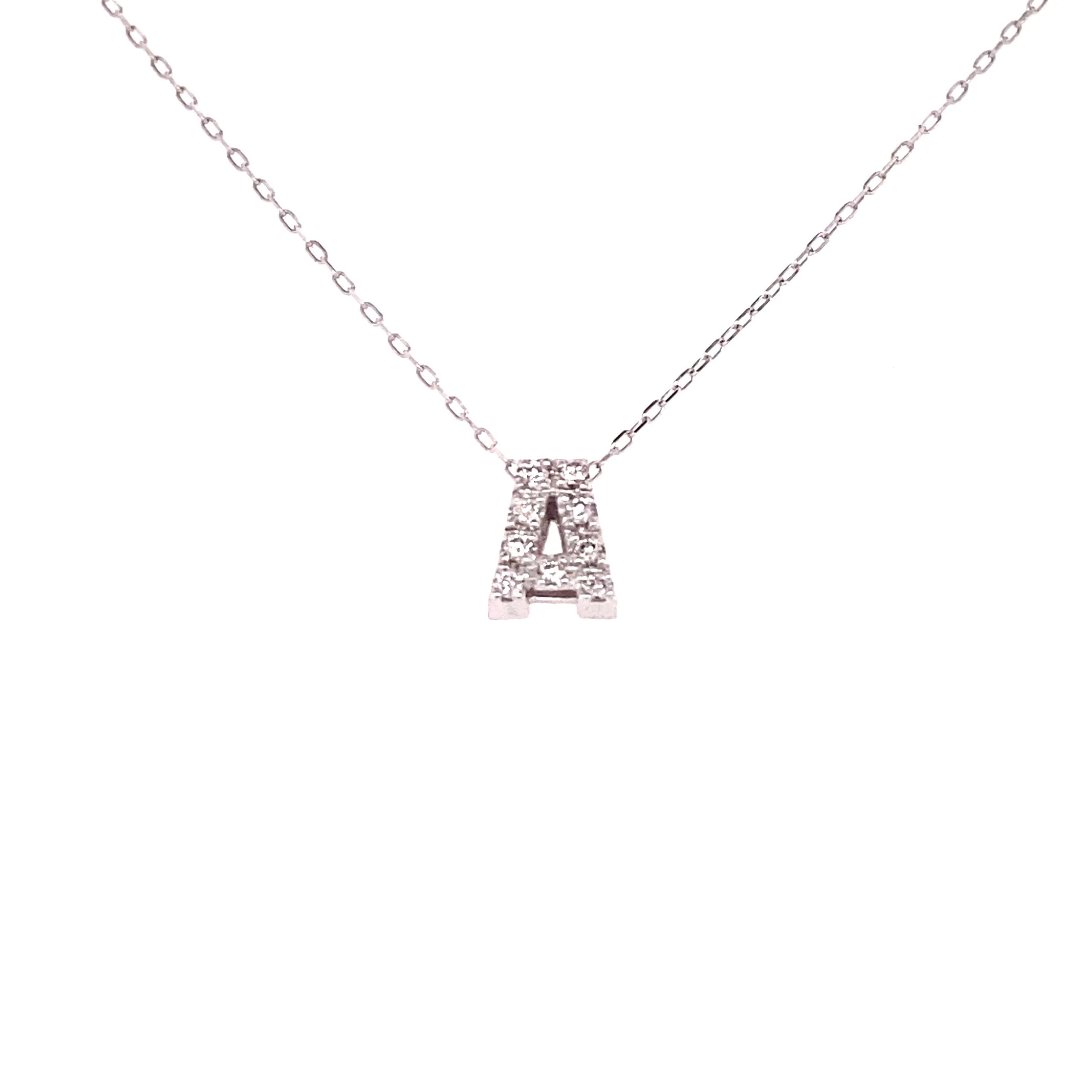 JMW Japan Made Solid K10 K18 gold Initial Real natural Diamond necklace Pendant Letter A 0.06ct Cute lovely movable pendant