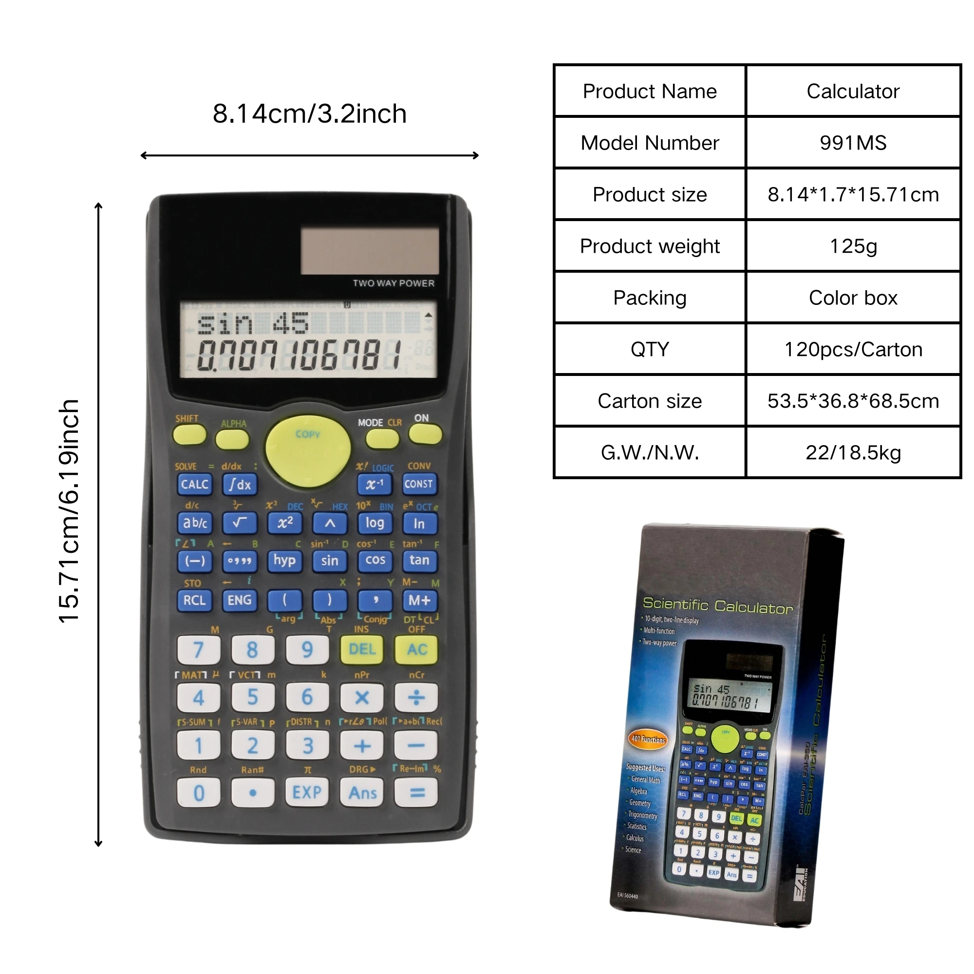 Wholesale FX-991MS 10+2 Digital Student School Calculadora Cientificas Custom Logo Scientific Calculator