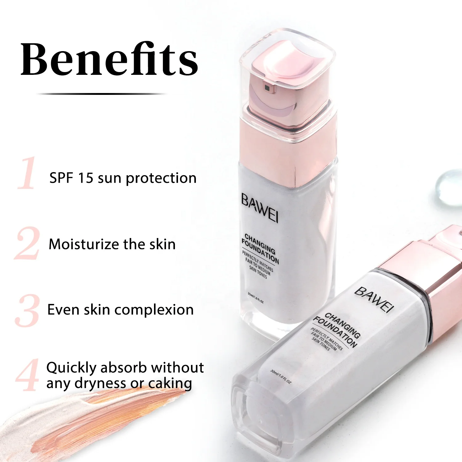 Private Label New Radiant Glow Concealer Makeup Foundation Color-matching Moisturizing Spf 15 Color Changing Foundation