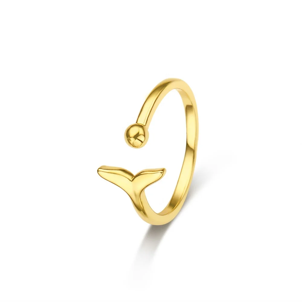 Fashion Jewelry 18K Gold Plated Simple Charm Dolphin Rings Woman