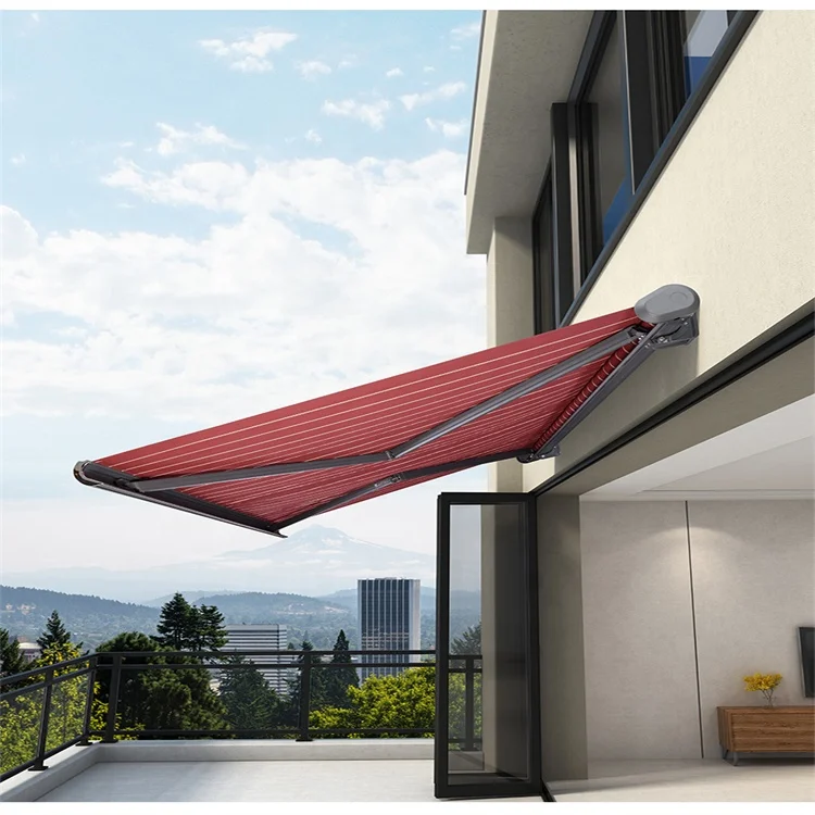 Fabric Awning Sun Protection Balcony Coffee Garage Awning Retractable Roof With Led Outdoor Motorized Roof Awning