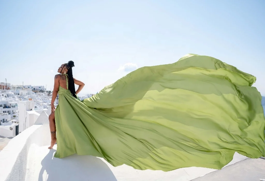 New Arrival Handmade Flowy Flying Dress For Women Maternity Long Dress Beach Photoshoot Dress