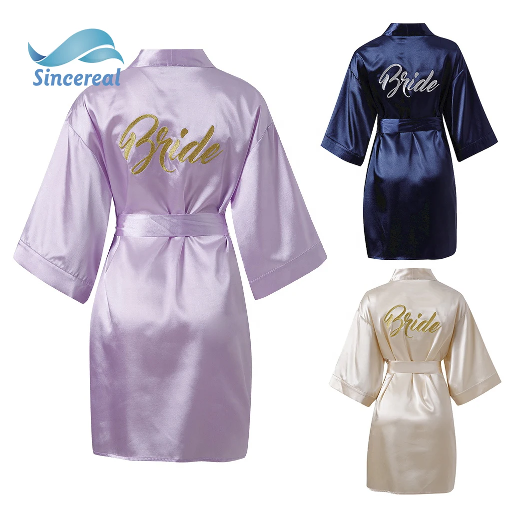 Personalized Satin silk Bride party Robe women custom wedding date bride kimono Peignoir bridesmaid bridal robes