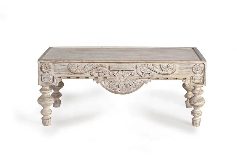 Custom furniture european-style retro do old fashion high-end carved mango wood coffee table
