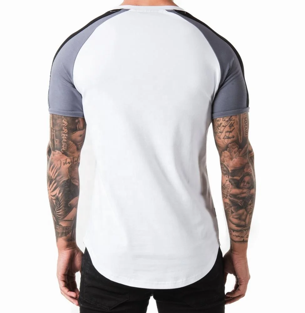 Мужская удлиненная футболка в стиле ретро-белый/темно-серый