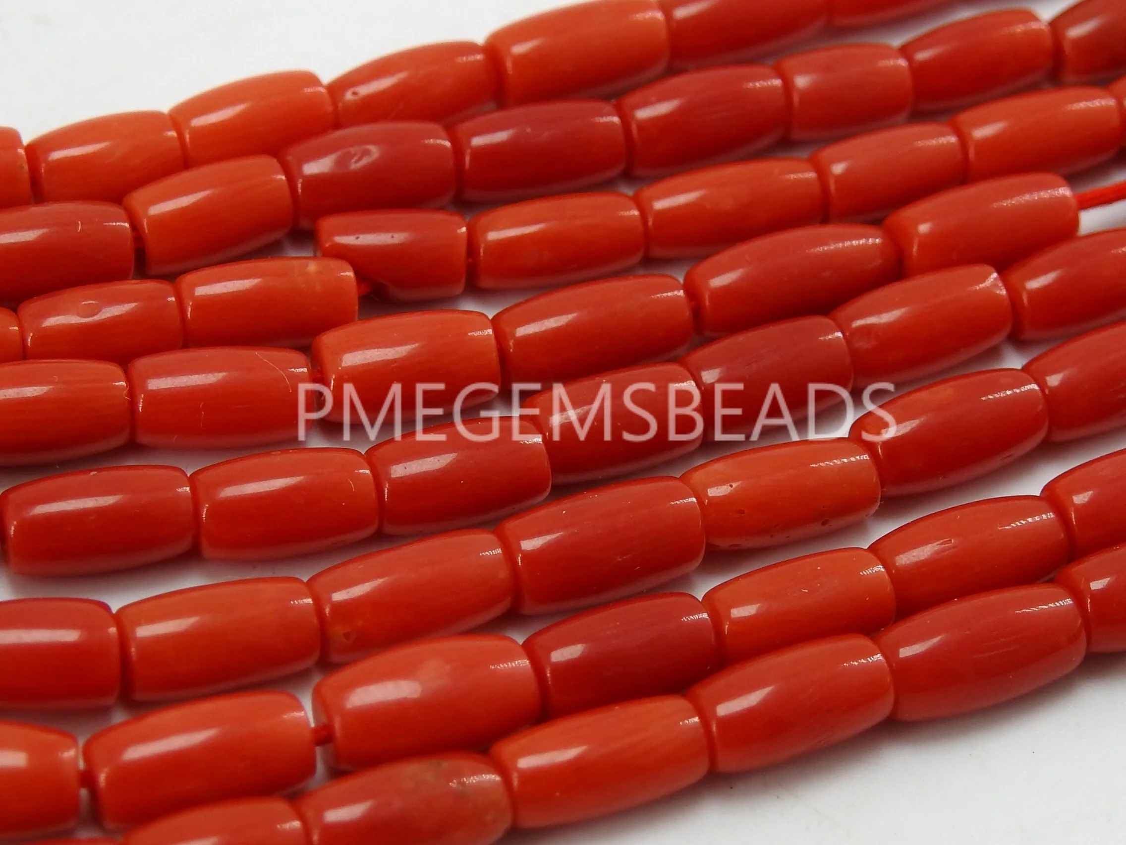 Red Coral Smooth Barrel Bead Drum Cylinder Tube Wholesale Price Natural Loose Stone Necklace Handmade