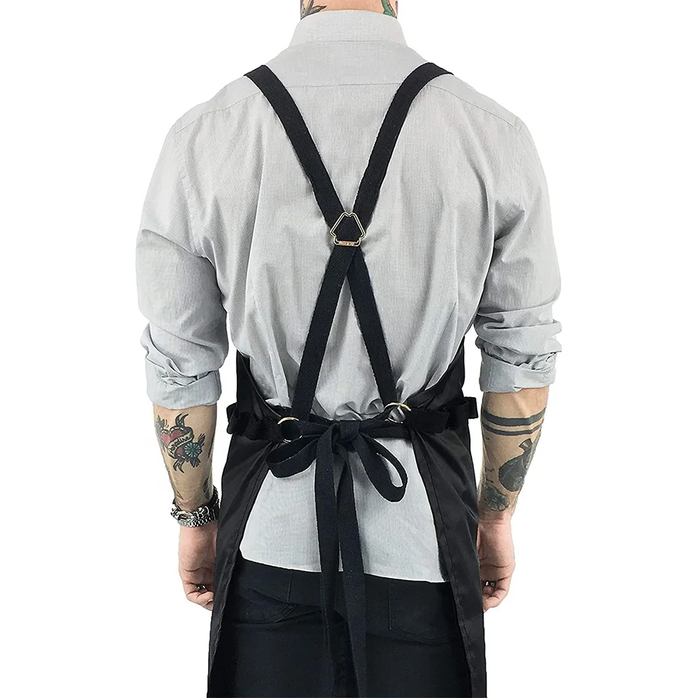 Leather Canvas Kitchen Aprons for Woman Men Chef Stylist Apron Shop Cafes Beauty Nails Studios Uniform Grill Restaurant Bar Dye