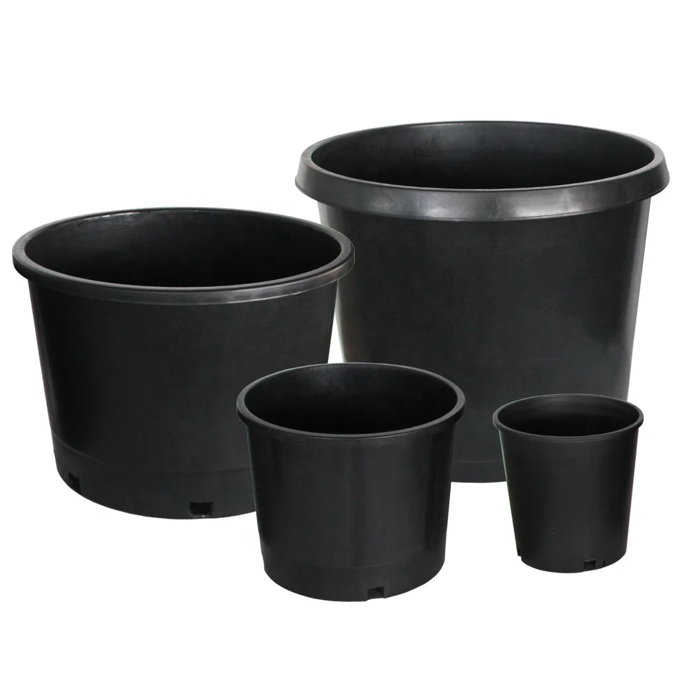 China Factory Supply 1-25 Gallon Black Plastic Nursery Flower Pot Plant Planter Pot