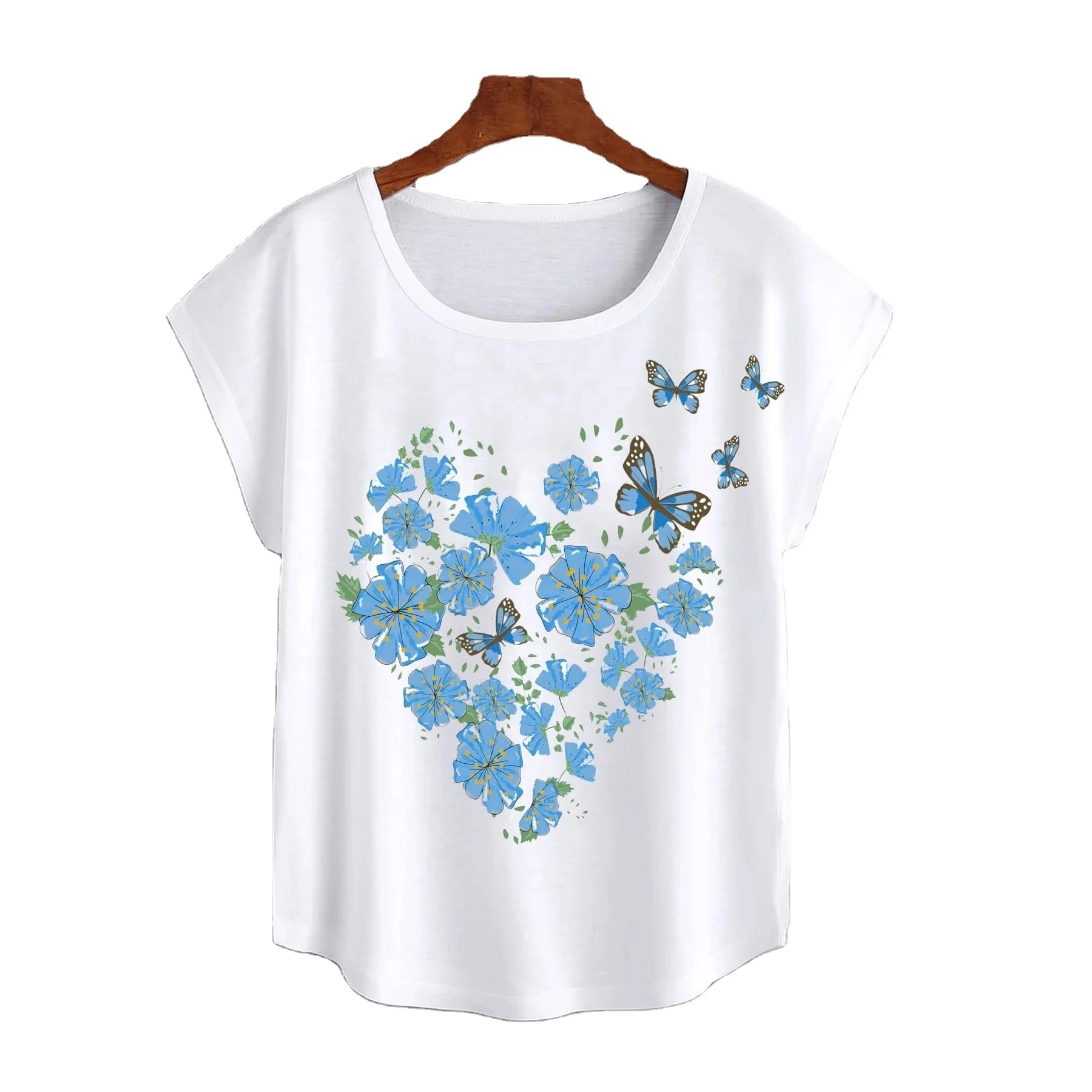 100 cotton White Graphic tees for Women Trendy custom Digital printed Loose fit Casual wear Ladies t-shirt