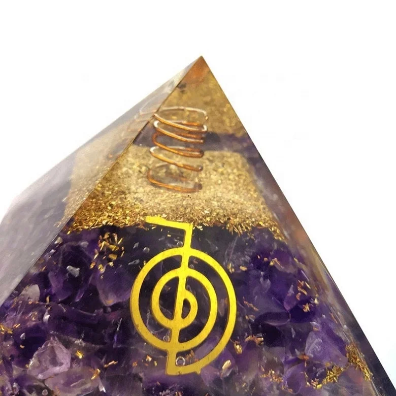 Natural Amethyst Crystal Orgonite Pyramid Star of David Charm EMF Protection Amethyst Orgone Pyramid Wholesale