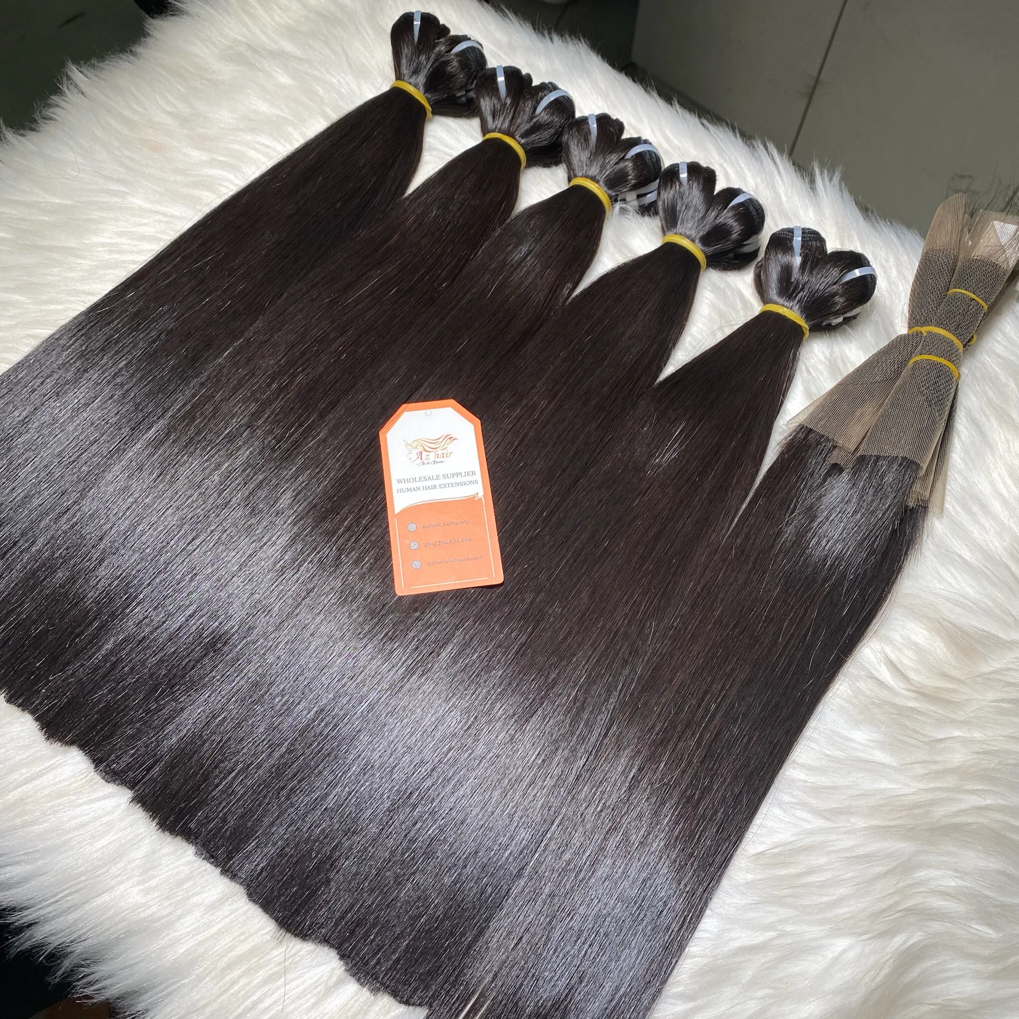 Bone Straight Raw Cuticle Aligned Human Hair Weft Vendor 12A Double Drawn Virgin Hair Extensions Vietnamese Weaving Double Weft