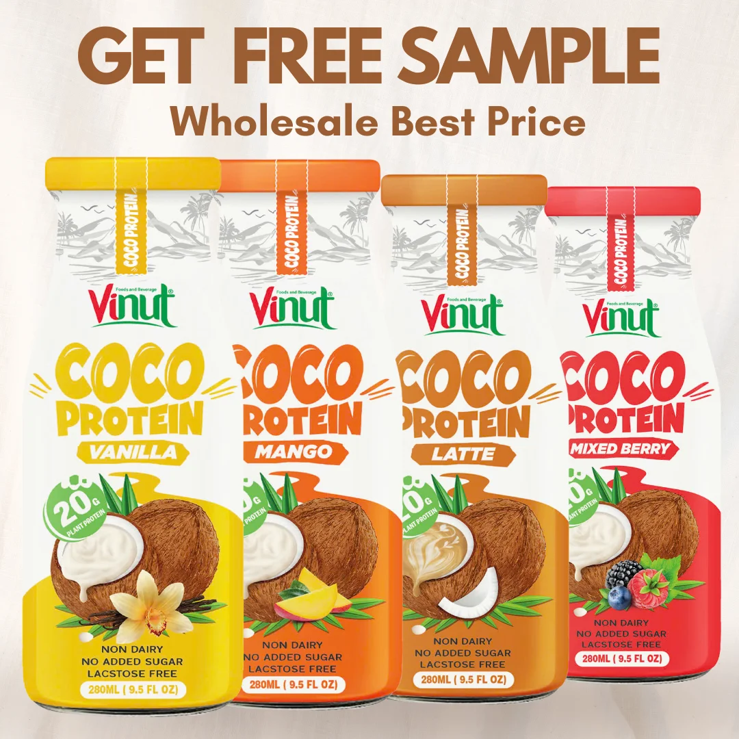 Coconut Protein Milk Mango 280ml VINUT Vietnam Manufacture  20g Protein Wholesale Price Free Sample Private Label OEMODM