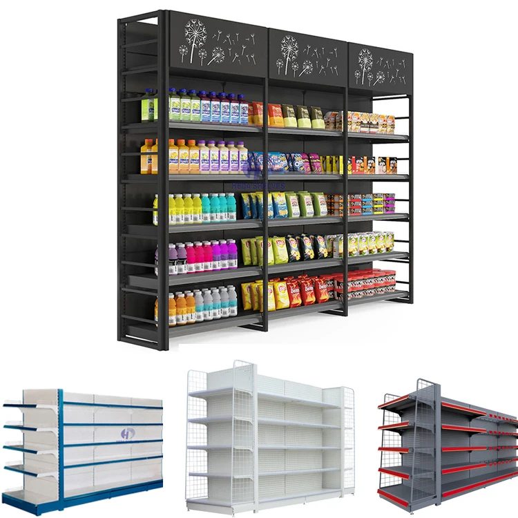 Four-column Metal Single Double Sided Multi-layer Display Stand Rack Shopping Mall Gondolas Supermercado Supermarket Shelves