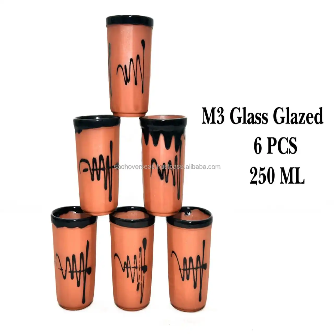 Exclusive Indian Natural Glazed Clay Coco Cola Glass , Earthenware Terracotta Clay Glass Set of 2  ( 200 ML)