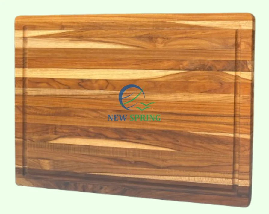High Quality Edge Grain Teak Wood Chopping Block with Integrated Handle Best Selling Product Viet Nam Can be Used Both Sides