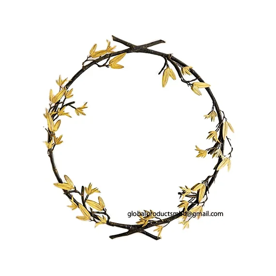 most luxury golden leaf wall mirror for interior